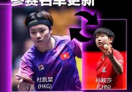 孙颖莎(shā)确定(dìng)退出2026年WTT多哈冠军賽(sài)