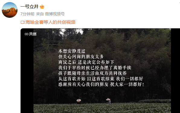 李亚鹏官宣离婚